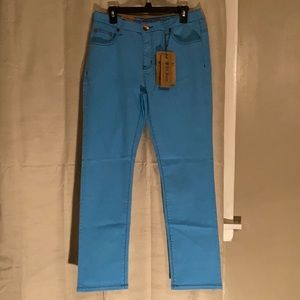 Turquoise blue jeans